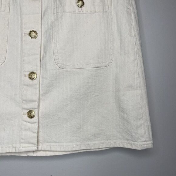J.CREW Mini Skirt Women 28 Ecru Textured Denim NEW Button Front Pockets CA479 - Picture 5 of 15